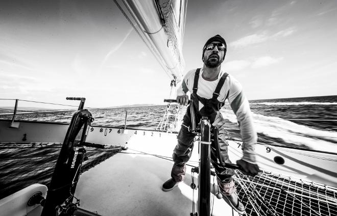 Wicklow. Ireland. 18th June 2016. The Volvo Round Ireland Race Start . Pictures of the Sultanate of Oman MOD70 trimaran skippered by Sidney Gavignet (FRA) with team mates Damian Foxall (IRL) and Fahad Al Hasni (OMA), Jean Luc Nelias (FRA © Lloyd Images