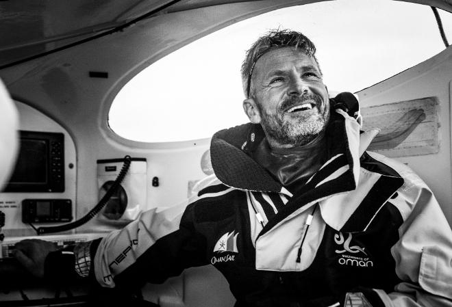 Dublin. Ireland. 20th June 2016. The Volvo Round Ireland Race. Musandam-Oman Sail set a new record for the fastest-ever sail round Ireland when the team crossed the finish line at Wicklow in 38 hours, 37 minutes and 7 seconds. Skippered by Sidney Gavignet (FRA) with team mates Damian Foxall (IRL) and Fahad Al Hasni (OMA), Jean Luc Nelias (FRA), Yasir Al Rahbi (OMA) and Sami Al Sukaili (OMA) © Lloyd Images