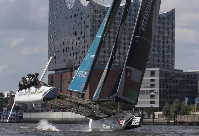 Day 1 - Extreme Sailing Series. Act 4. Hamburg. Germany. 28th July 2016 © Lloyd Images