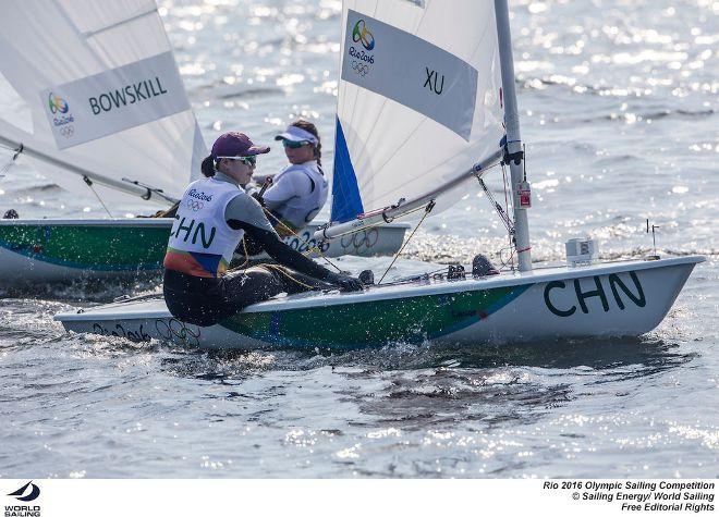 China's Lilly Xu leads Canada's Brenda Bowskill around the top mark at the London 2012 Olympics. © Sailing Energy / World Sailing