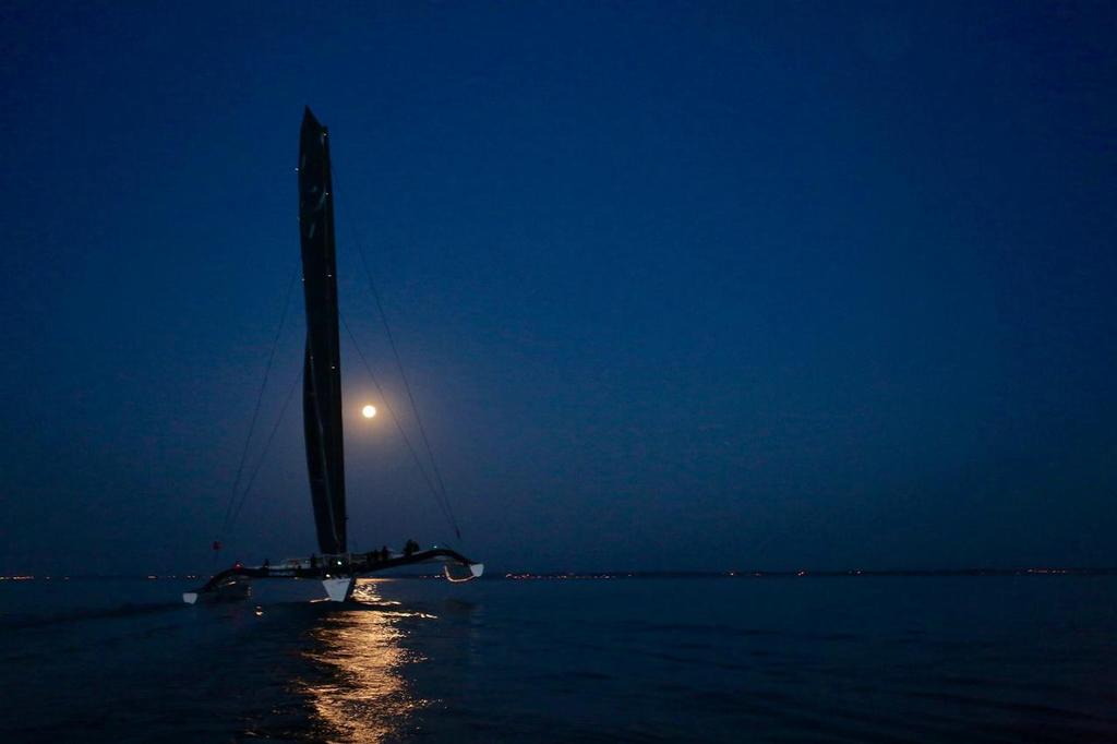 Setting a new race record - Spindrift 2 crosses the finish line in the 2016 Transat Québec Saint-Malo  &copy; Spindrift Racing