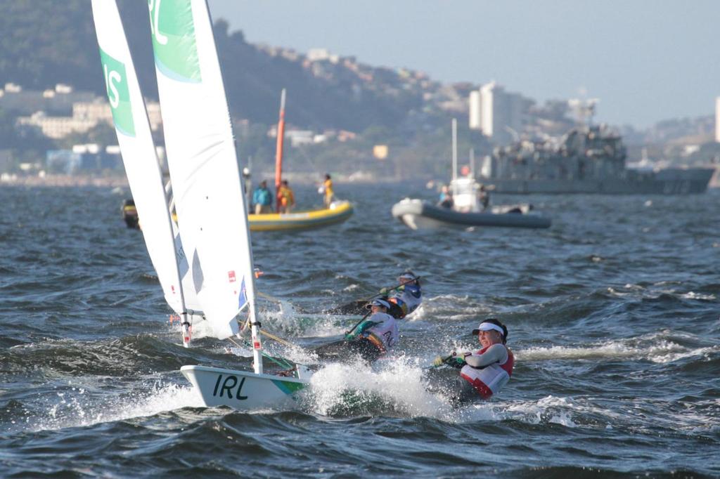 Day 6 - Laser Radial August 13, 2016. Final Qualifier. Annaleis Murphy (IRL) chased by Ashley Stoddart (AUS) photo copyright Richard Gladwell www.photosport.co.nz taken at  and featuring the  class