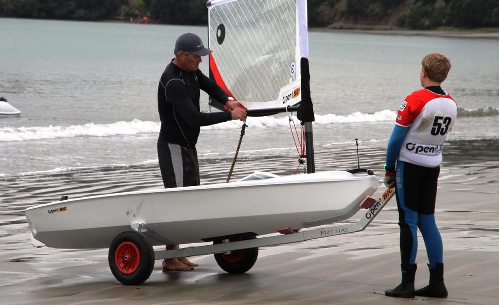 Yep, thats Russell Coutts!  When not on the water coaching he was on the beach tunning boats!! - 2016 NZ Winter O'pen Cup photo copyright Meagan McDonald taken at  and featuring the  class