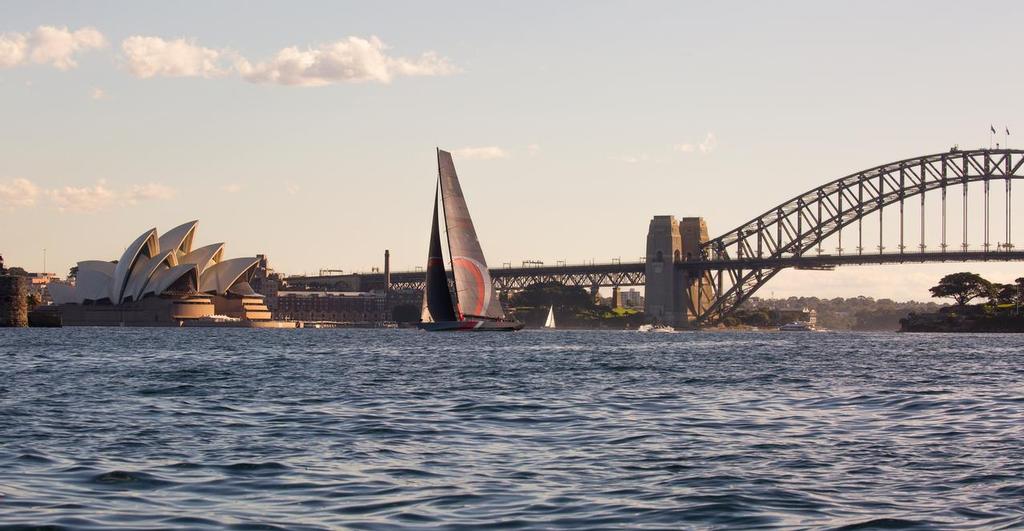 Supermaxi Scallywag has her first sail on Sydney Harbour - July 28, 2016 © Michael Chittenden 