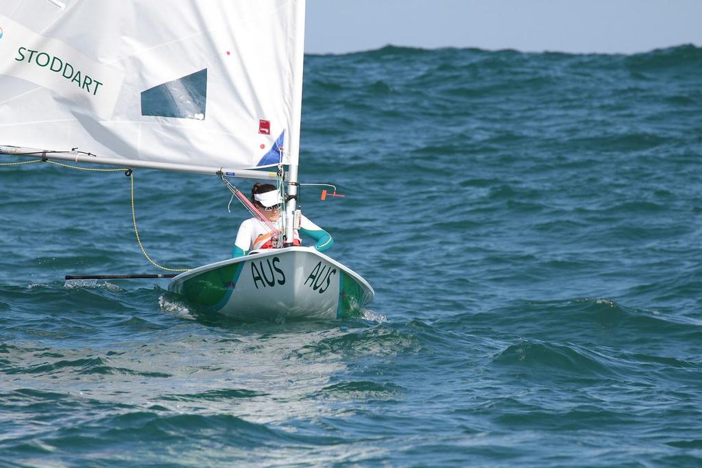 Ashley Stoddart (AUS), waiting for her start - Race 5, Laser Radial class photo copyright Richard Gladwell www.photosport.co.nz taken at  and featuring the  class