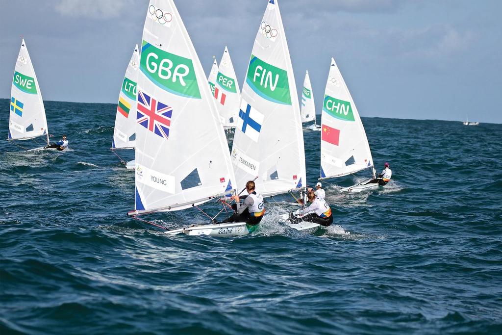 Current World Champion Alison Young  trails - Laser Radial - Day 5, 2016 Olympic regatta photo copyright Richard Gladwell www.photosport.co.nz taken at  and featuring the  class