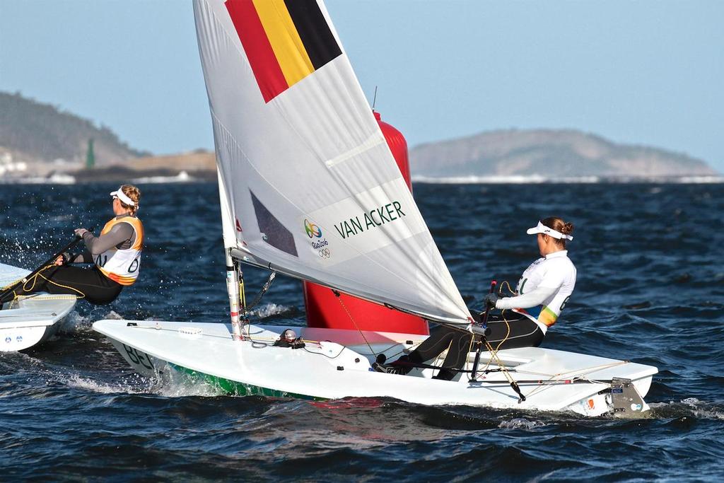 Evie van Acker (BEL) reported to be suffering from a illness picked up in Guanabara Bay, appeared to be in fine form today, winning one race, placing second in another and lying fourth overall - Day 6 photo copyright Richard Gladwell www.photosport.co.nz taken at  and featuring the  class