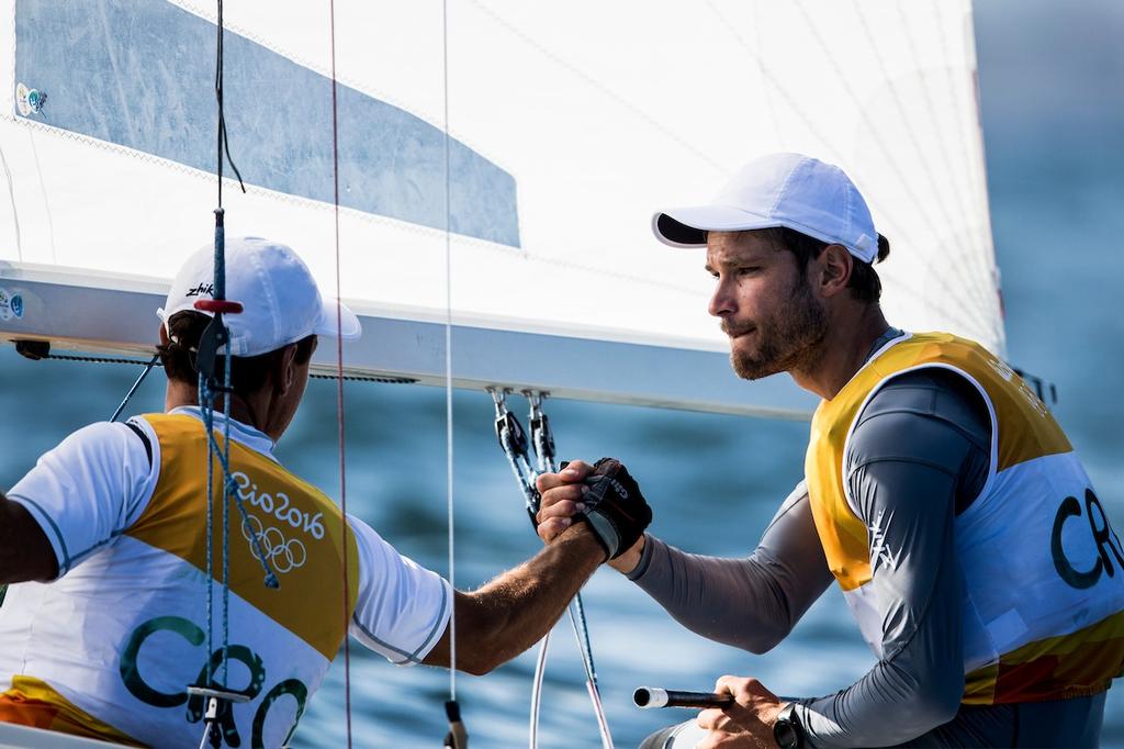 Sime Fantela & Igor Marenic (CRO) lead the Men's 470 class after day 7 at the Rio 2016 Olympic Sailing Competition photo copyright Sailing Energy/World Sailing taken at  and featuring the  class