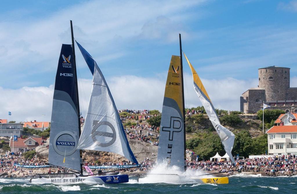 In full charge in front of the fans - World match racing tour, Sweden 2016.  © Dan Ljungsvik 