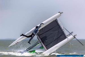 I'm hanging  - F16 Catamaran Worlds photo copyright Jasper van Staveren taken at  and featuring the  class