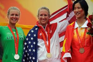 2008 Olympic medalists - Laser Radial - Gintare Volungeviciute Scheidt (LTU - Silver) Anna Tunnicliffe (USA-Gold) Xu Lijia (CHN - Bronze) photo copyright Daniel Smith http://www.sailing.org/ taken at  and featuring the  class