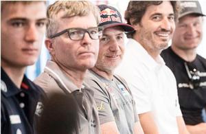Act 4, Hamburg – Skippers at the official press conference on day one in Germany - Extreme Sailing Series - 28 July, 2016 photo copyright Lloyd Images taken at  and featuring the  class