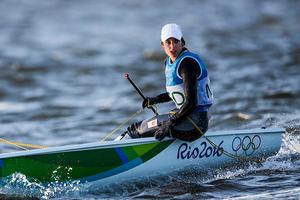 Marit Bouwmeester in the Laser Radial on day 6 at the Rio 2016 Olympic Sailing Competition photo copyright Sailing Energy/World Sailing taken at  and featuring the  class
