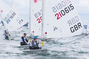 Britain's Jamie Calder competing in the opening race in the KBC Laser Radial World Championships being hosted by the Royal St. George Yacht Club and Dun Laoghaire Harbour.
 photo copyright David Branigan - Oceansport.ie taken at  and featuring the  class