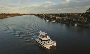 The Aquila 44 gliding along in displacement mode photo copyright Multihull Central taken at  and featuring the  class
