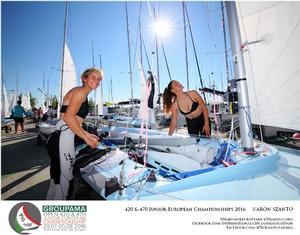 Boat preparation on Day 3 - 420 and 470 Junior Europeans photo copyright Aron Szanto taken at  and featuring the  class