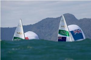 French and New Zealand 470 World Champions get to use a gold 470 logo - Rio Olympics photo copyright Matias Capizzano http://www.capizzano.com taken at  and featuring the  class