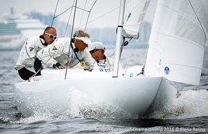 Fleet in action - 2016 Gazprom Dragon European Championship photo copyright Elena Razina taken at  and featuring the  class