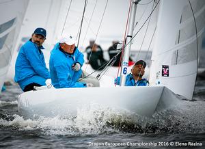 Fleet in action - 2016 Gazprom Dragon European Championship photo copyright Elena Razina taken at  and featuring the  class