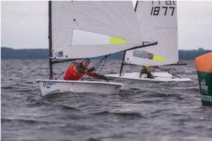 Simonas Jersovas of Lithuania leads Dmitry Tretyakov of Russia into the gybe - RS Aero European Championships photo copyright SBG Films taken at  and featuring the  class