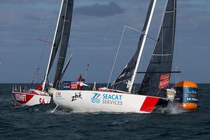 Depart de la 3eme etape de la Solitaire Bompard Le Figaro entre Paimpol et La Rochelle - le photo copyright A.Courcoux taken at  and featuring the  class