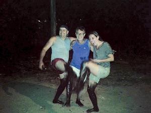 Priscilla Pereira with her brother, Junior, and their uncle, Carlos Serrano, after emerging from Guanabara. photo copyright Courtesy of the Pereira family taken at  and featuring the  class