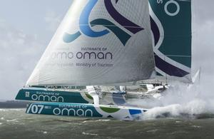 The Seven Star Round Britain and Ireland, race start.Cowes. Isle of Wight. Oman Sail MOD70 trimaran skippered by Sidney Gavignet (FRA) photo copyright Lloyd Images taken at  and featuring the  class