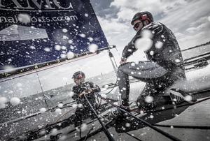 Dunkerque. France. 9th July 2016. The Tour de France a la Voile - 'DIAM 24' Oman Airports by Oman Sail skippered by Stevie Morrison (GBR) with Pierre Leboucher (FRA) and Abdulhaman Al Mashari (OMA) . Shown here in action during the stadium racing close to the shore photo copyright Lloyd Images taken at  and featuring the  class