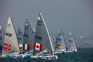 The Finn fleet at the Beijing 2008 Olympic Games photo copyright Robert Deaves/Finn Class http://www.finnclass.org taken at  and featuring the  class