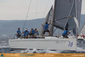 Morgan IV showing flawless crew work in today's breezy Race two - 2016 ORC European Championship photo copyright Nikos Pantis taken at  and featuring the  class