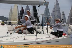 Akis Tsalikis focuses off the start on the helm of Oxygonon - 2016 ORC European Championship photo copyright Nikos Pantis taken at  and featuring the  class