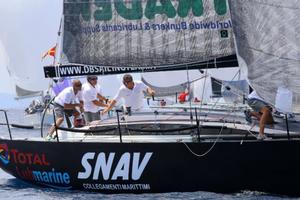 Scugnizza leads the pack through the gate in the day's first race - 2016 ORC European Championship photo copyright Andrea Carloni taken at  and featuring the  class