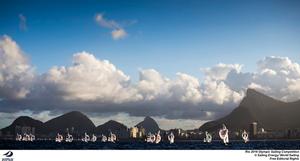 The Women’s 470 fleet heads downwind on the “Escola Naval” course - 2016 Rio Olympic and Paralympic Games photo copyright Sailing Energy/World Sailing taken at  and featuring the  class
