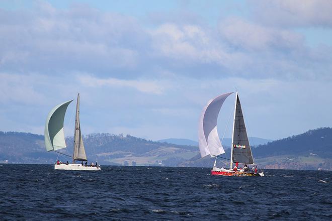 Division 1 winner Wild West leading runner-up Tas Paints - 2016 Bellerive Yacht Club's Winter Series © Peter Watson