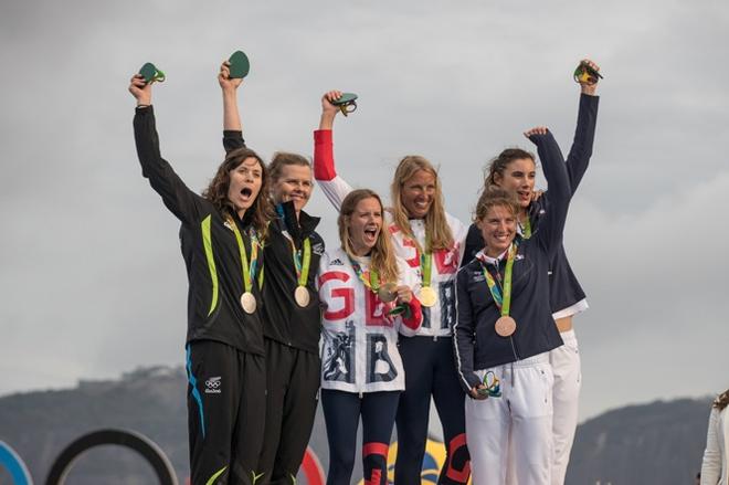 470 Women - Olympic Medallists - Rio 2016 Olympic Sailing Competition &copy; Matias Capizzano http://www.capizzano.com