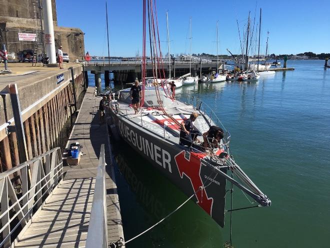 Yann Eliès and his team relaunch 60-ft IMOCA in Lorient - Vendée Globe &copy;  DR