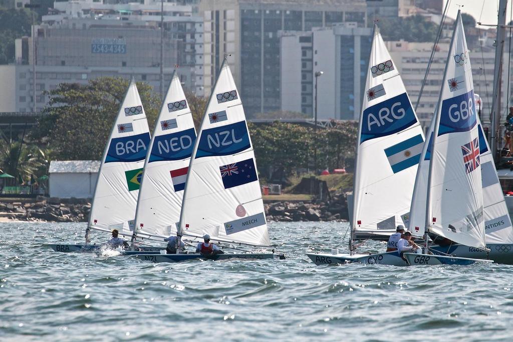 Sam Meech (NZL) has a good position coming out of the start of the Medal race - Laser class - 2016 Olympic Sailing Regatta photo copyright Richard Gladwell www.photosport.co.nz taken at  and featuring the  class