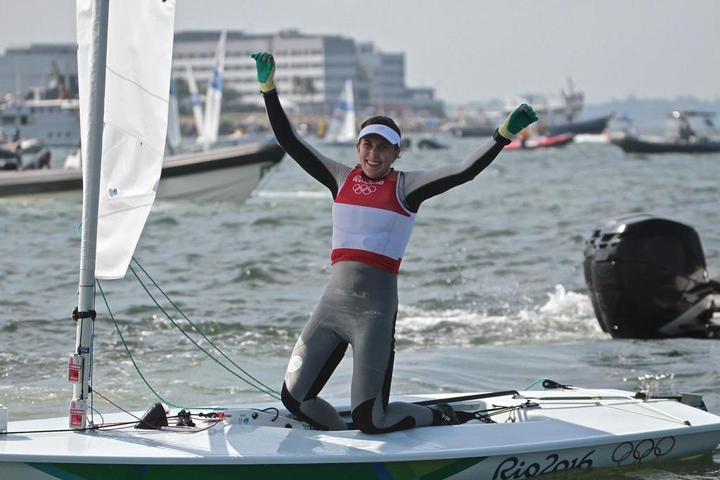 Annalise Murphy (IRL) celebrates - Laser Radial Medal Race photo copyright Richard Gladwell www.photosport.co.nz taken at  and featuring the  class