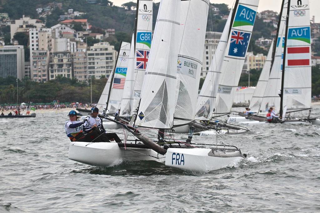 The leading crew in the world, Billy Besson and Marie Riou (FRA) at the start of the Nacra 17 medal race - Summer Olympics photo copyright Richard Gladwell www.photosport.co.nz taken at  and featuring the  class