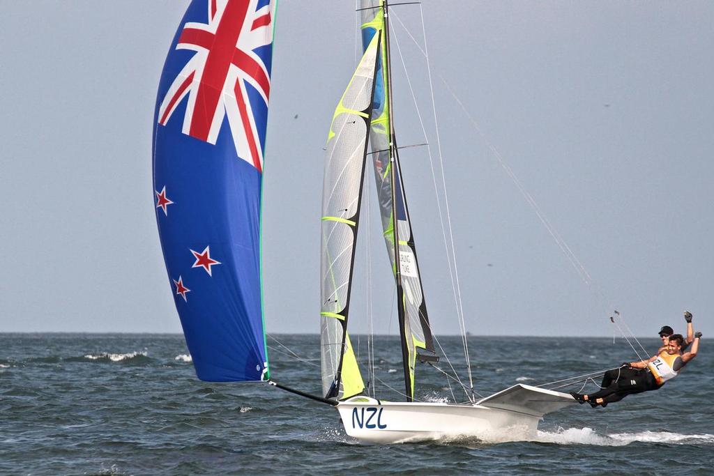 Peter Burling, Blair Tuke win the Medal race in the Mens 49er - 49er Medal Race 2016 Olympics photo copyright Richard Gladwell www.photosport.co.nz taken at  and featuring the  class