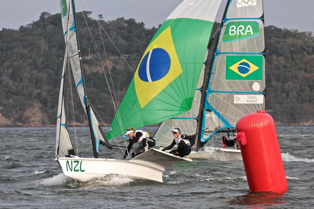 NZL round at the end of Leg 4, with the Gold medal in their sights, 49erFX medal race, 2016 Summer Olympics photo copyright Richard Gladwell www.photosport.co.nz taken at  and featuring the  class