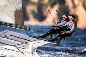 Paris Henken (USA) / Helena Scutt (USA) in 49er FX Class - 2016 Rio Olympic and Paralympic Games photo copyright Sailing Energy/World Sailing taken at  and featuring the  class