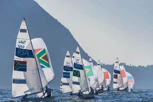 Men’s 470 action with Sugarloaf Mountain looming in the distance - 2016 Rio Olympic and Paralympic Games photo copyright Daniel Forster http://www.DanielForster.com taken at  and featuring the  class