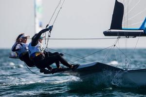Paris Henken (Coronado, Calif.), Helena Scutt (Kirkland, Wash.), 49erFX photo copyright Sailing Energy/World Sailing taken at  and featuring the  class