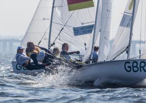 Hannah Mills and Saskia Clark (GBR) in 470 Women Medal Race at the Rio 2016 Olympic Sailing Competition photo copyright Sailing Energy / World Sailing taken at  and featuring the  class