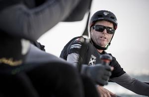 Extreme Sailing Series 2016. Act 1. Muscat Oman. Picture shows the Oman Air team skippered by Morgan Larson (USA) with team mates Pete Greenhalgh (GBR) Ed Smyth (NZL) , Nasser Al Mashari (OMA) and James Wierzbowski photo copyright Lloyd Images taken at  and featuring the  class