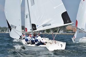 Fleet in action - 2016 NYYC Grandmasters Team Race Regatta photo copyright Makena Masterson / New York Yacht Club taken at  and featuring the  class