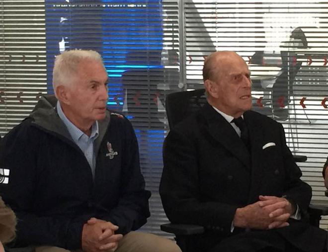 Brig. Gen. Harvey Schiller (left) lunches with the Duke of Edinburgh before the America’s Cup World Series in Portsmouth - one of Gen. Schiller’s last functions as America’s Cup Commissioner © Americas Cup Media www.americascup.com