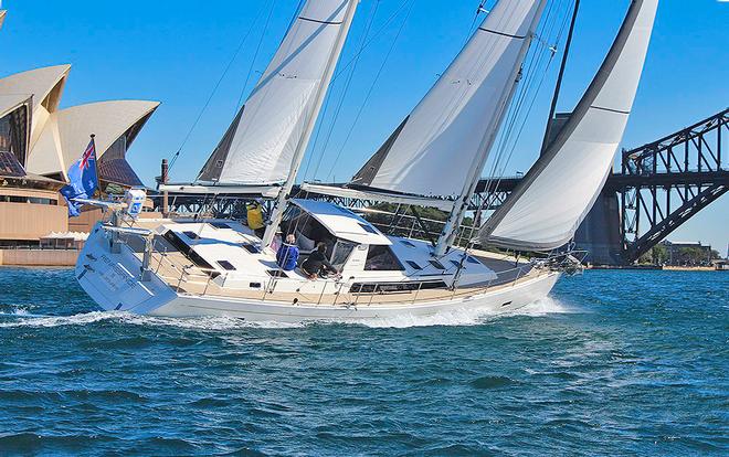 Amel 55 powering along on Sydney Harbour. © Vicsail Sydney http://www.vicsailsydney.com.au