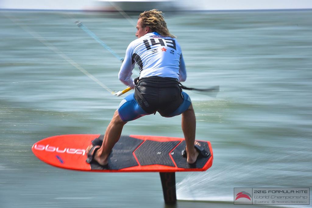 France’s Theo Lhostis piling on the pressure to secure a bullet - 2016 IKA Formula Kite (Foil) World Championships—Day Two &copy; Alexandru Baranescu